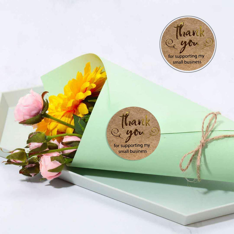 Thank You for Supporting My Small Business Stickers,1 inch 500Pcs Thank You Stickers Roll | Round Seal Stickers for Packing Bags,Envelope,Bouquet,Gift | Business Stickers for Crafters & Online Sales, Gold-1inch-500-d03