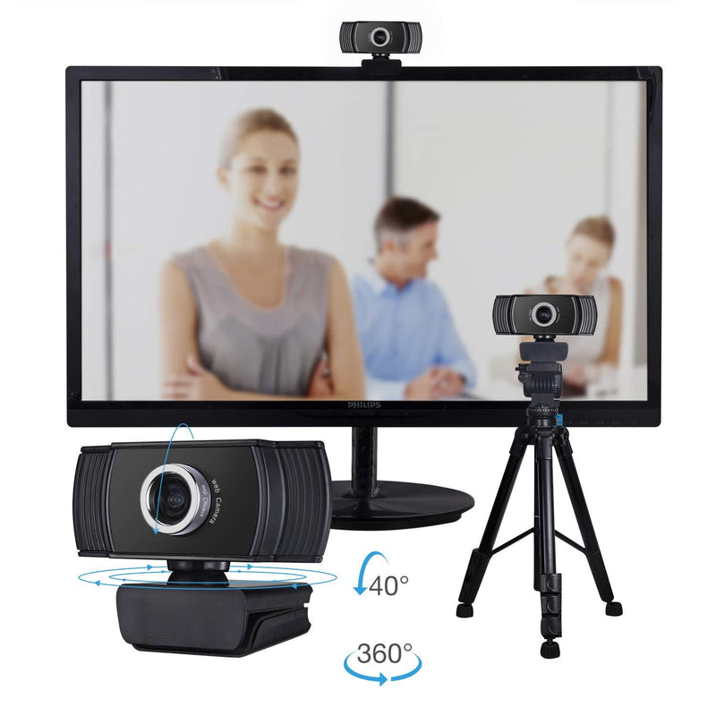 Computer Webcam with Microphone 1080P by Comix, HD Streaming Computer USB Camera for PC Laptop Zoom Conference Skype Video Calling Compatible with Mac OS, Windows, Android TV, Black