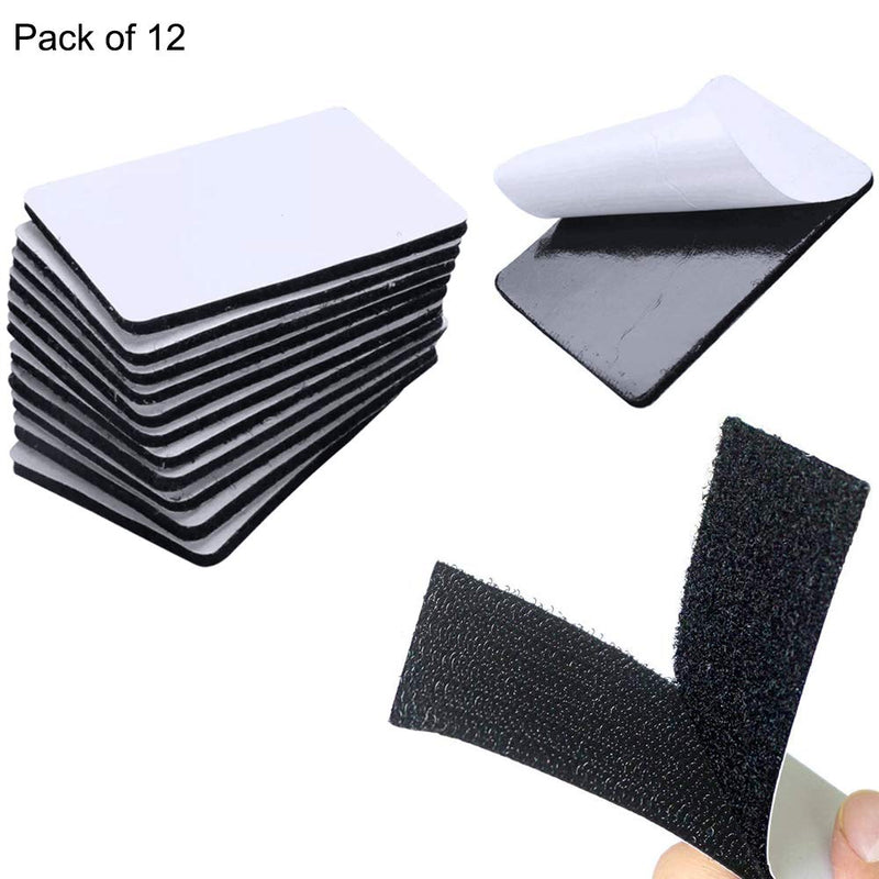 2 x 4 Inch Hook Loop Strips with Adhesive Square Hook and Loop Tape Heavy Duty Strips Sticky Back Fastener 12 Sets for Holds Picture Frame and Tools (Black, 2x4 inch) Black