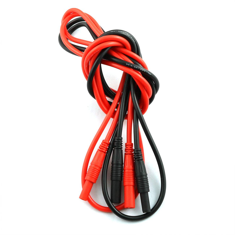 ZYAMY 2pcs Meter Test Lead Extension Male to Female Connector 4mm Banana Plug to Jack Heavy Duty Silicone Wires Multimeter Leads Probes Adapter (1pcs Red + 1pcs Black)