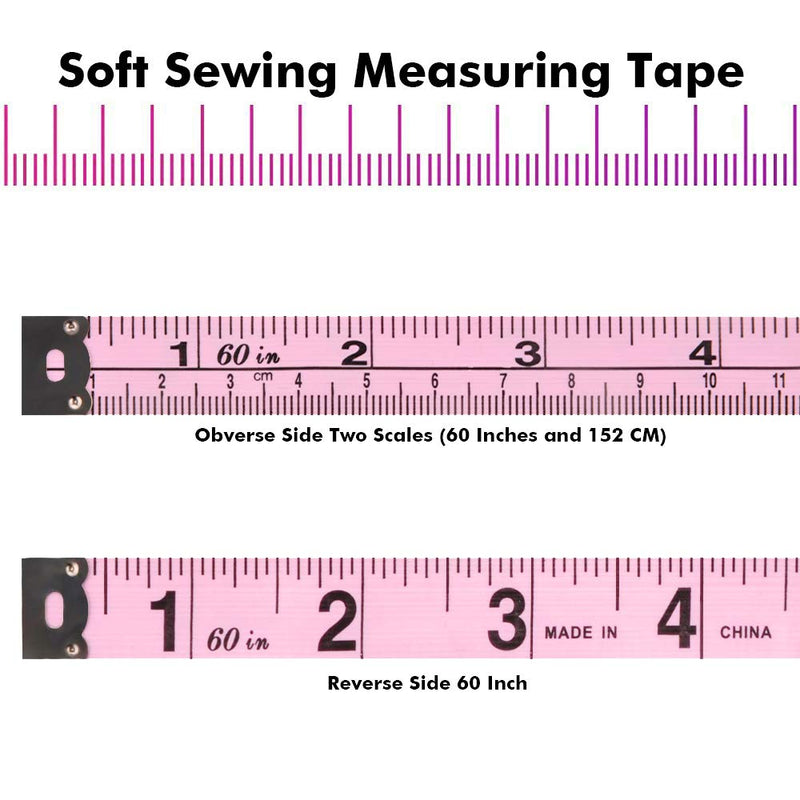 Edtape 2PCS Measuring Tape for Body,Soft Tape Measure for Body Sewing Fabric Tailor Cloth Craft Measurement Tape，60 Inch/1.5M Pink Retractable Dual Sided Measure Tape Set Pink+Pink