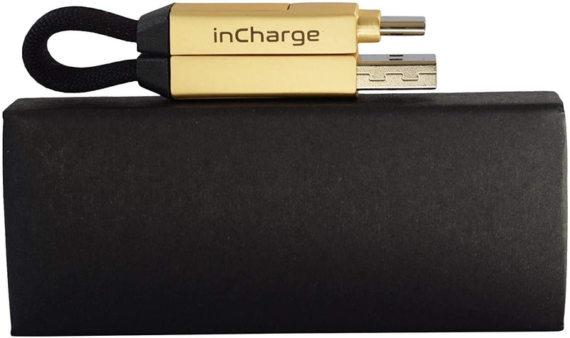 inCharge 6 - The Six-in-One Swiss Army Knife of Cables, Portable Keyring Compatible with Apple iPhone/USB/USB-C/Micro USB Cable for All of Your Devices (Saturn Gold) Saturn Gold