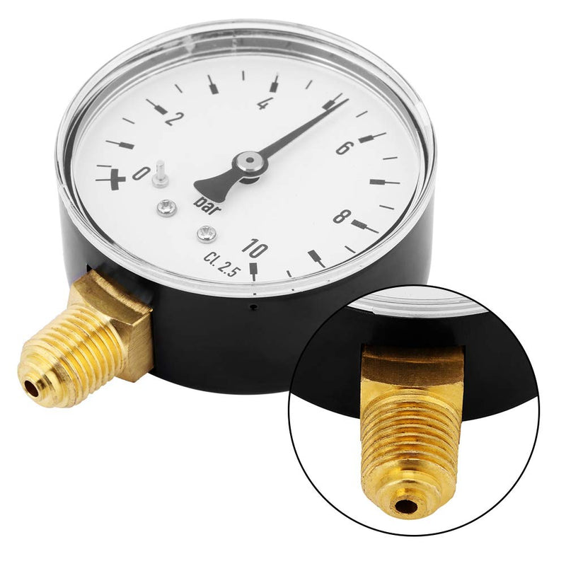 Pressure Gauge, Akozon Air Oil Water Pressure Gauge 1/4 Inch NPT 0-10 Bar Side Mount Thread Connection Pressure Gauge Gauges