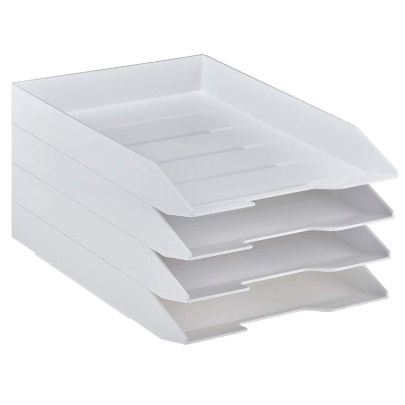 Acrimet Stackable Letter Tray Front Load Plastic Desktop File Organizer (White Color) (1 Unit)