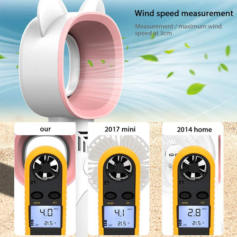 Portable Handheld Cooling Bladeless Fan USB Mini Fan Desktop Bladeless Fan Rechargeable Quiet 3 Gear (Cute White) Cute White