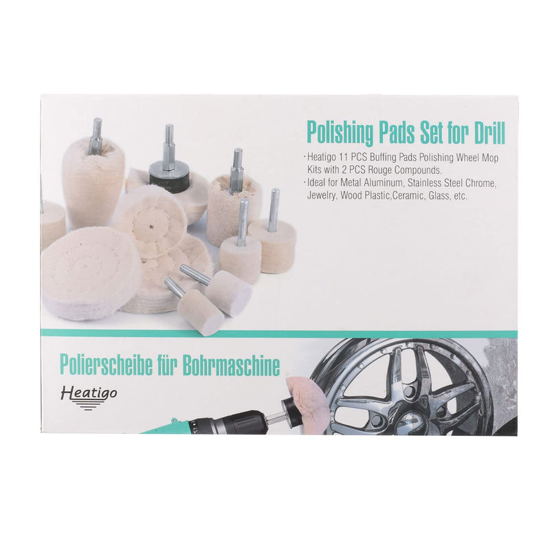 Polishing attachment cordless screwdriver polishing disc for drill, 11 pieces brush set conical cotton velvet polishing pad wheel polishing cone polishing buffing pad with 2 pieces polishing paste for metal aluminum 14 pieces