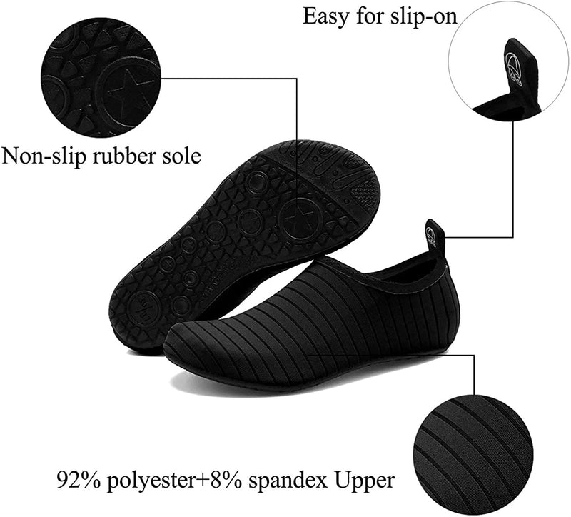 ANLUKE Water Shoes Barefoot Aqua Yoga Socks Quick-Dry Beach Swim Surf Shoes for Women Men 4.5-5.5 Women/4-5 Men All Black