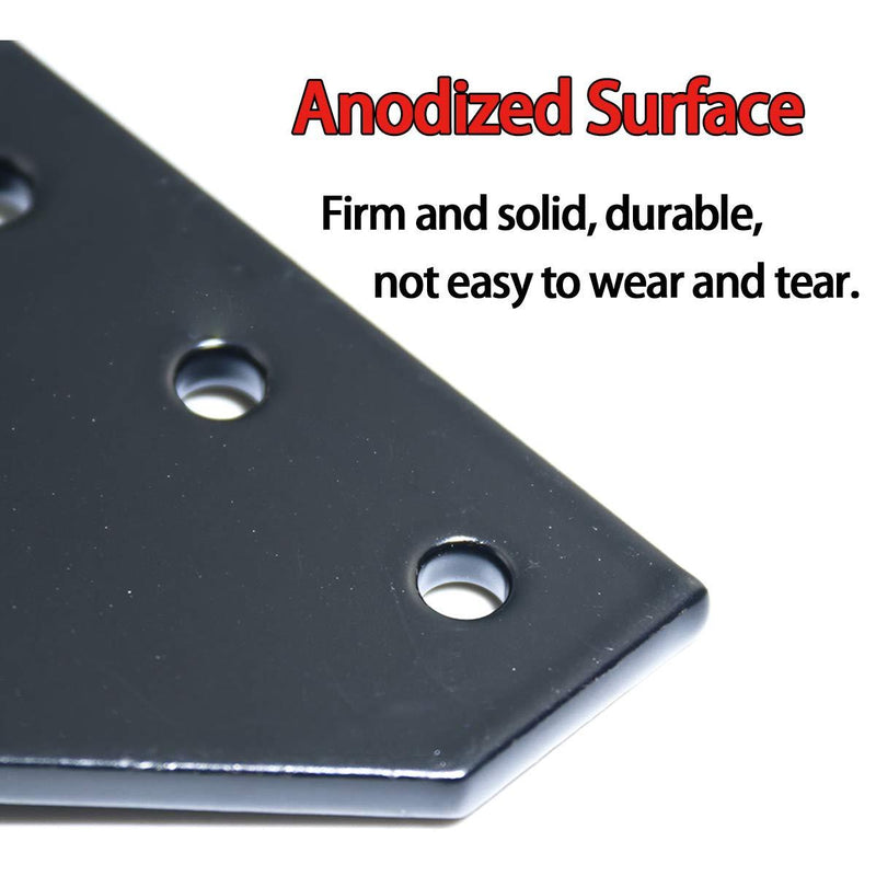 Boeray 4pcs 2020 Corner Bracket Plate Anodised L Shape 5 Hole 90 Degree Outside Joining Plate for 20 x 20mm Series Aluminum Extrusion Profile Black 4 2020 L Shape-4Pcs