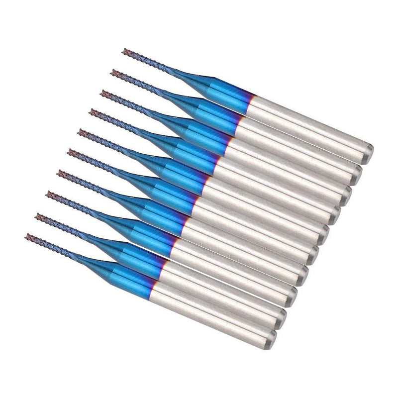 Pack of 10 End Mill Set Carbide Cutter Blue Corn Cutter CNC PCB Engraving Milling Tool Carving Drill Tools (1.0 mm) 1.0 mm