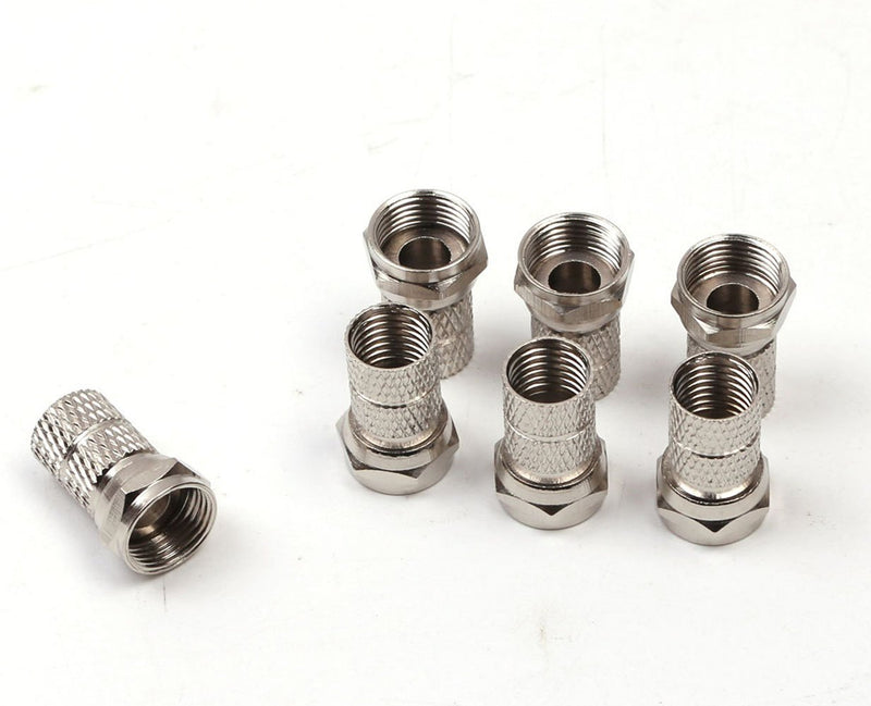 RG6 F-Type Twist-On Coaxial Cable RF Connector Adapter Plug, 6PCS (Silver)