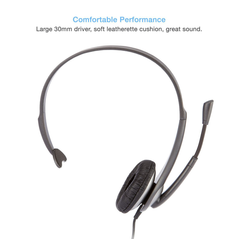 Cyber Acoustics Mono Headset, headphone with microphone, great for K12 School Classroom and Education (AC-104),Gray Single 3.5 mm + PC Y-adapter