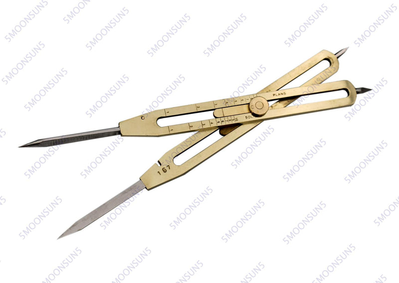 5MoonSun5's Artist Proportional Scale Divider Drawing Tool Professional 9” Long Solid Brass with Heavy Duty Steel Point Executive Promotional drafting gift with Wooden box great tool for art projector 9'' Steel Tip With Wooden Box
