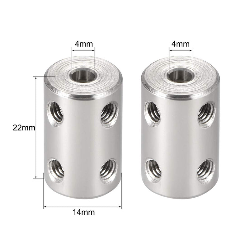 uxcell 4mm to 4mm Bore Rigid Coupling Set Screw L22XD14 Stainless Steel,Shaft Coupler Connector,Motor Accessories