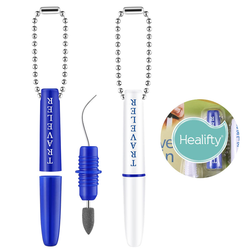 Healifty Dental Tools To Remove Plaque and Tartar, 2pcs Mini Travel Teeth Cleaning Tools, Stainless Steel Dental Hygiene Oral Care Kit with Plaque Remover, Tartar Scraper, with Chain