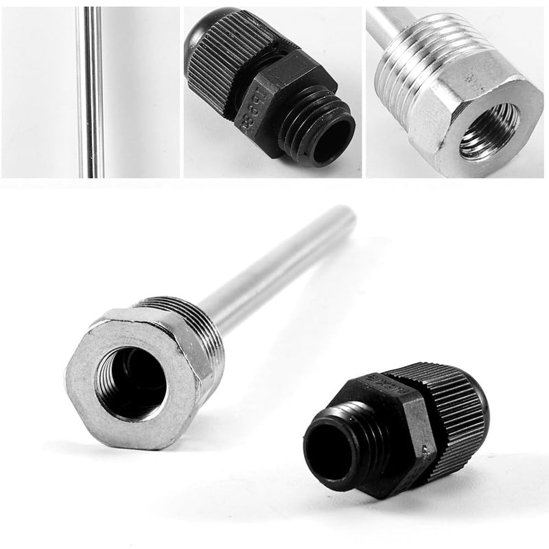 Pack of 2 immersion sleeves, stainless steel immersion sleeve G 1/2 inch thread for temperature sensor, 8 x 50mm immersion sleeves, Thermowell, immersion protection tubes for thermocouples, protective tube for temperature sensors 8x50mm
