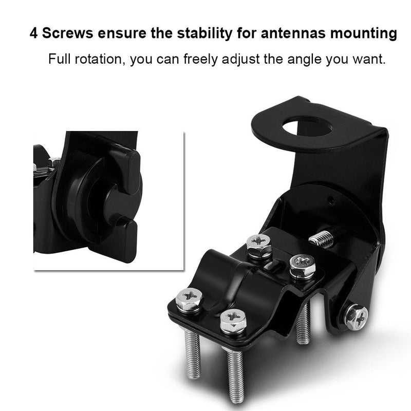 Mobile Antenna Mount, Stainless Steel Car Radio Antenna Bracket Holder Support 360Â° Rotation for Vehicle Audio Video Antennas