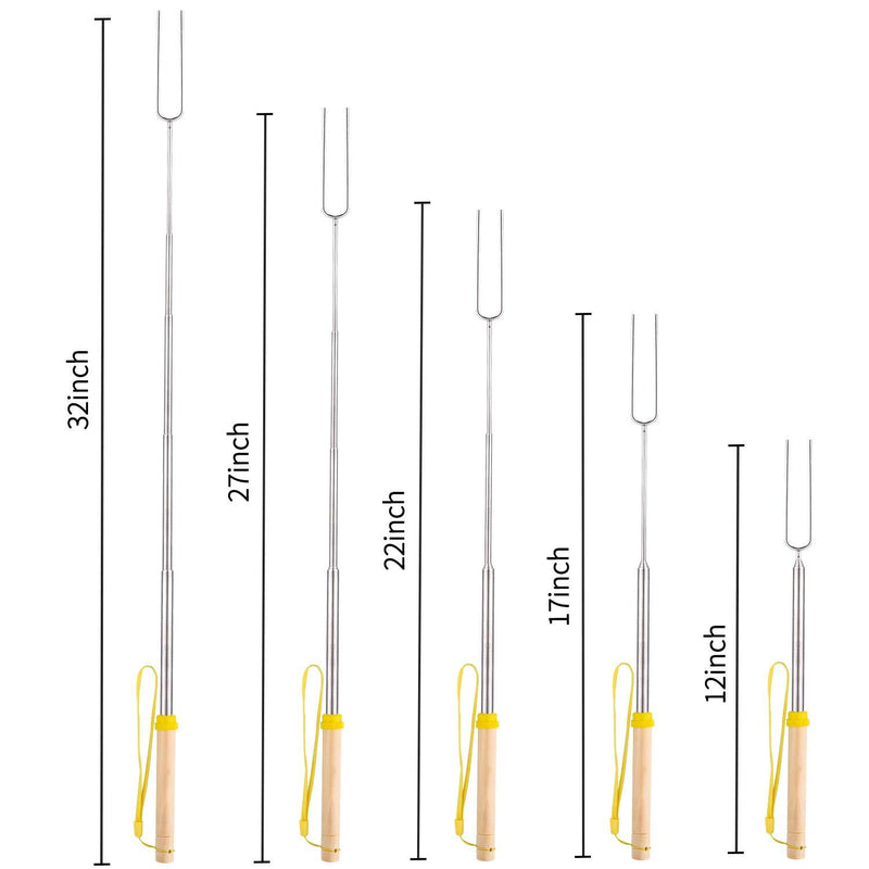 Marshmallow Roasting Sticks 5pcs Hanging Telescoping Smores Skewers 32 Inch BBQ Forks Campfire Tools Hot Dog Sticks 5 Colors