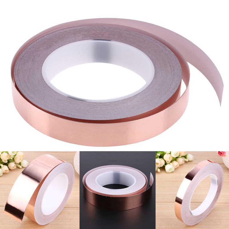 Copper Tape Single Sided Conductive Adhesive Foil Copper Tapes 2 Rolls 4 Sizes for Electrical Repairs, Slug Repellent, EMI Shielding, Stained Glass 2-Roll 1/4inch x 11yard