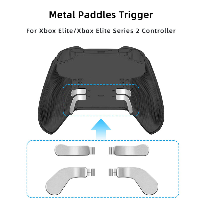 Mcbazel Metal Stainless Steel Paddles Trigger for Xbox Elite/Xbox Elite 2, Replacement Parts Accessories Kits Metal Paddles Compatible with Xbox Elite/Xbox Elite 2 Controller - 4 Pcs (Silver)