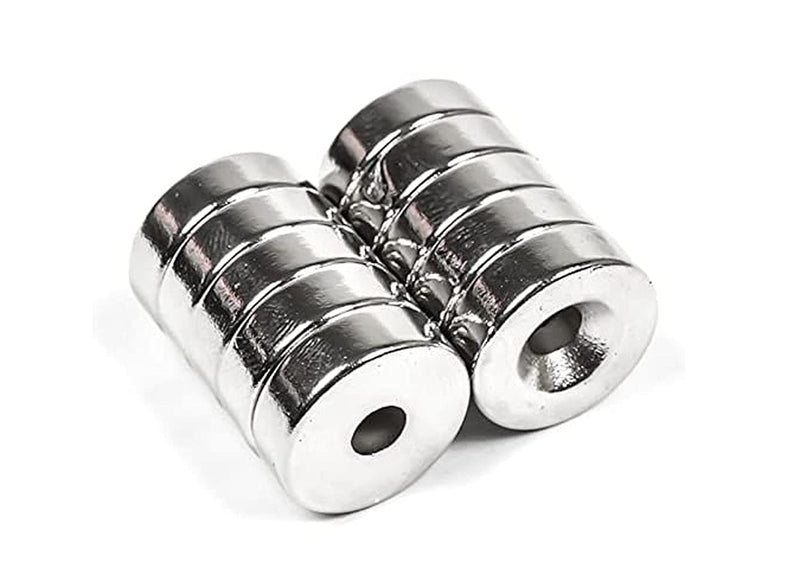 ZDYWY 10 Pieces 15 x 5mm with 4mm Countersunk Hole Permanent Disc Rare Earth Fastener Magnets Refrigerator Neodymium Magnets - 0.6 inch D x 0.2 inch H with 0.16 inch D Screw Hole