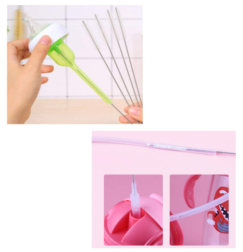 Mini Skater Stainless Steel Test Tube Brushes Set, Clean Brushes for Pipes Teapot Tumbler Reusable Long Straw Cleaners Brush for Small Spaces Milk Bottles (White - 10 pcs) White - 10 Pcs