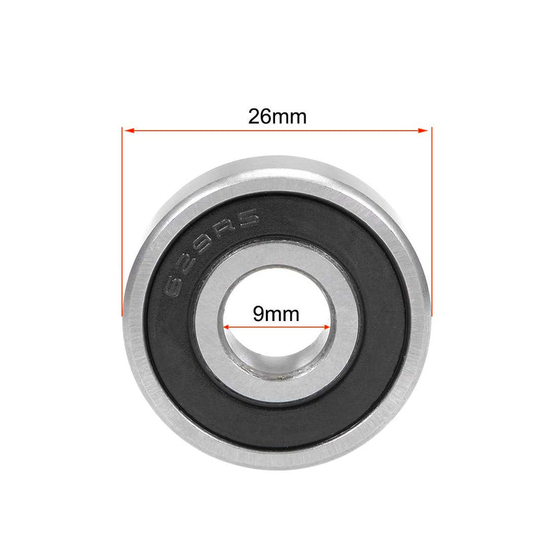 uxcell 629-2RS Deep Groove Ball Bearing 9x26x8mm Double Sealed Chrome Steel Bearings 2-Pack 9mmx26mmx8mm