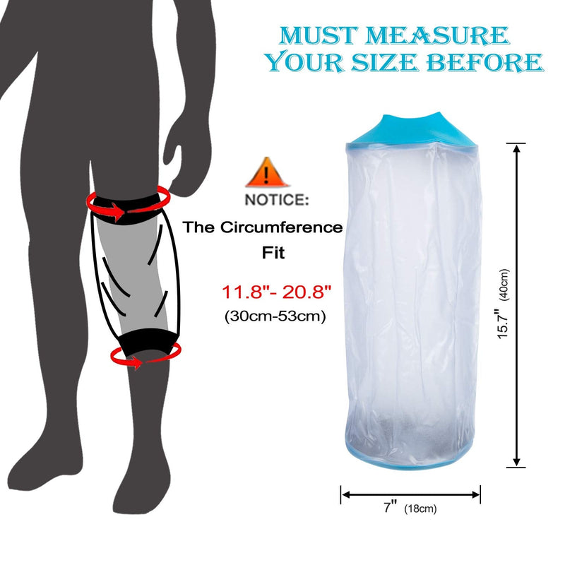 Knee Cast Cover for Shower Waterproof Bandage Cast Protector for Knee Replacement Surgery, Wound, Burns Watertight Protection Reusable Fit knee 11.8" to 20.8"