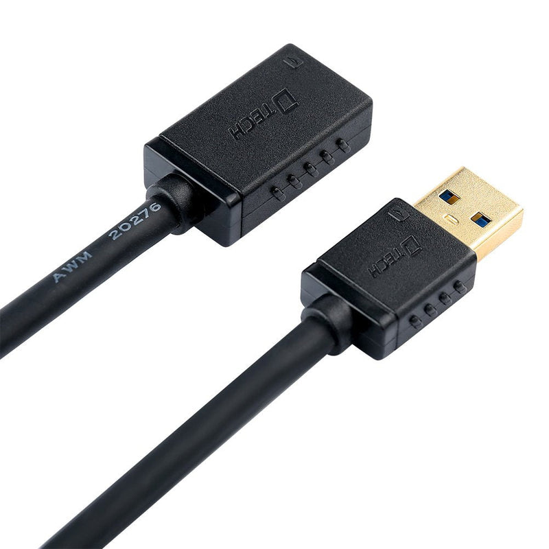 DTech USB 3.0 Extension Cable 10ft Type A Male to Female Adapter with Gold Plated Connector (Black, 10 Feet)