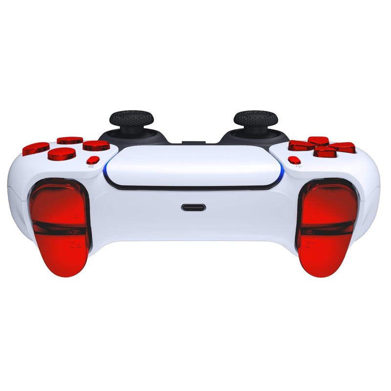 eXtremeRate Replacement D-pad R1 L1 R2 L2 Triggers Share Options Face Buttons for PS5 Controller, Chrome Red Full Set Buttons Repair Kits for Playstation 5 Controller - Controller NOT Included