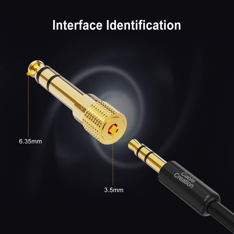 CableCreation [5-Pack] 6.35mm 1/4 inch Male to 3.5mm 1/8 inch Female Stereo Audio Adapter Gold Plated Compatible with Headphone, iPod, Receiver, Guitar, Mixing Console,Home Theather & More 5-Pack