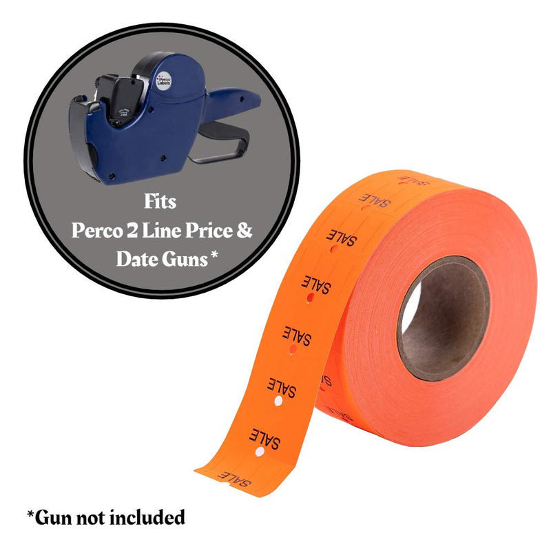 "Sale" Flou. Red Perco Labels for Perco 2 Line Labeler Gun - 1 Sleeve, 6,000 Labels -