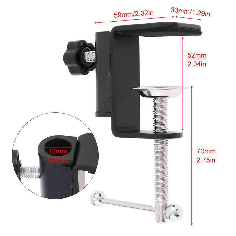 RTNLIT Universal C Shape Table Mount Clamp for Microphone Suspension Boom Scissor Arm Stand Holder with Adjustable Positioning Screw, Fits up to 1.77"/4.5cm Desktop Thickness-Black Black