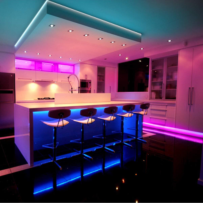 DAYBETTER Led Lights 30ft, Led Strip Lights with Remote and Power Supply Flexible, RGB Color Changing Led Lights for Bedroom Kitchen Home Party M