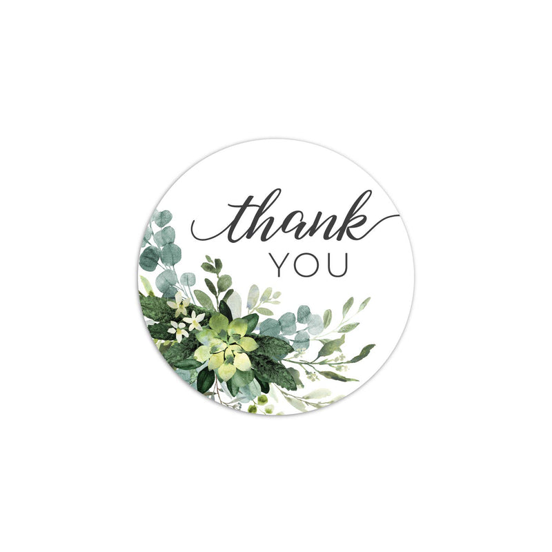 Boho Greenery Thank You Stickers - 1.5" Circle Labels / 500 per Pack