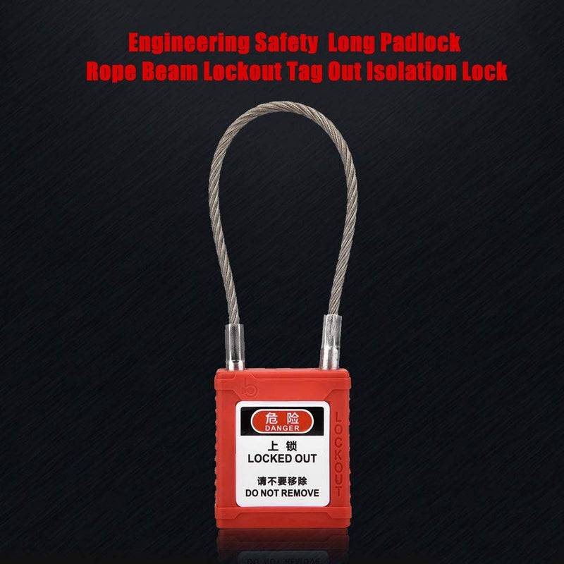 Lockout Tagout Locks, Safety Padlock Engineering Non-Conductive Lock Long Body Safety Padlock Red