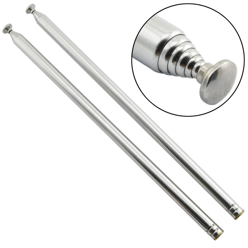 RuiLing 2-Pack M3 Female Thread 7 Section AM FM Radio Universal Antenna for Radio TV Electric Toys, Telescopic Replacement Antenna Aerial, Stainless Steel Material, Stretched Length 96cm 37.7 Inch M3 Female Thread-96CM