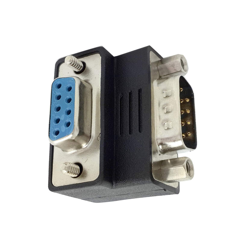 CY D-Sub RS232 9Pin Male Down Angled 90 Degree to Female Extension Adapter Black-Down-Angled