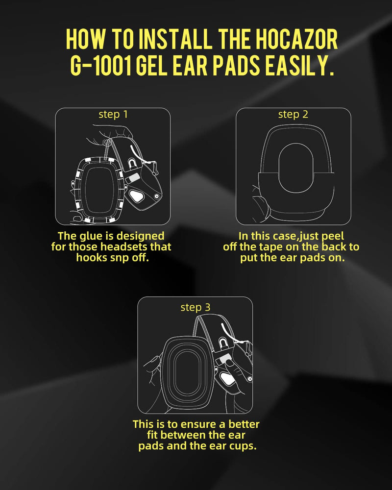 Hocazor G-1001 Replacement Gel Ear Pads Compatible with Awesafe, Howard Leight Earmuffs, Gucho Ear Protection, Zohan EM054 Hearing Protector Silicone Ear Cushions Hygiene Kit Compatible With Awesafe & Howard Leight