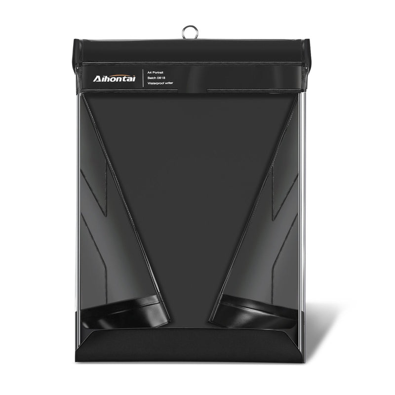Waterproof Clipboard, Aihontai Professional Clipboard Storage A4 Letter Portrait Size Memo Clipboard - Premium PVC Material for Indoor Outdoor Use [18-Month Warranty](Black, A4 Portrait) Black