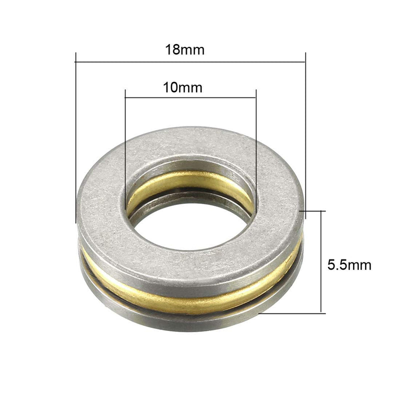 uxcell F10-18M Thrust Ball Bearings 10mm x 18mm x 5.5mm Chrome Steel Single Direction 4pcs