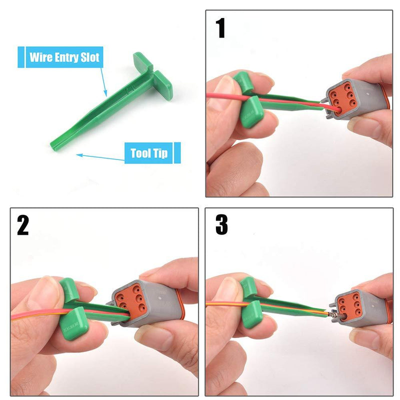 JRready ST5157 Deutsch Terminal Removal Tool Kit Wire Sizes 4 8 12 14 16 and 20 Gauge & DRK-RT1 Pick Removal Tool for Deutsch Connector