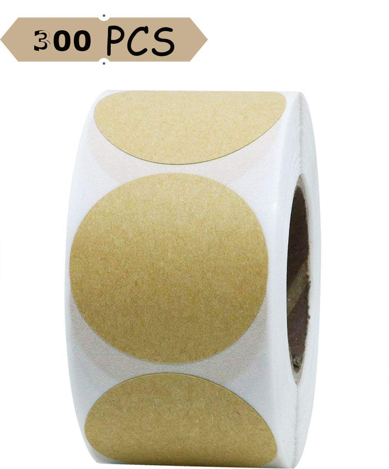 Large Size 3" Natural Circle Kraft Paper Dots Labels Large Size Round Brown Adhesive Stickers-Seal Sticker-Gift Label-Adhesive Dot-300 Labels Per Roll (3 inches 1 roll)