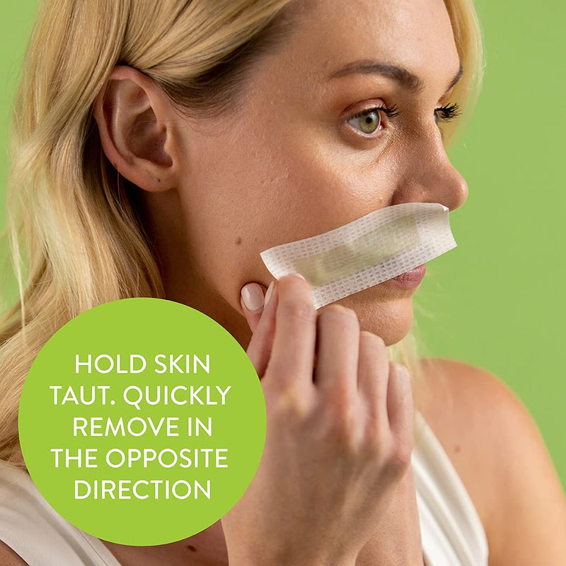 Nad's Facial Wax Strips - Hypoallergenic All Skin Types - Facial Hair Removal For Women - At Home Waxing Kit with 20 Face Wax Strips + 4 Calming Oil Wipes 1 Pack