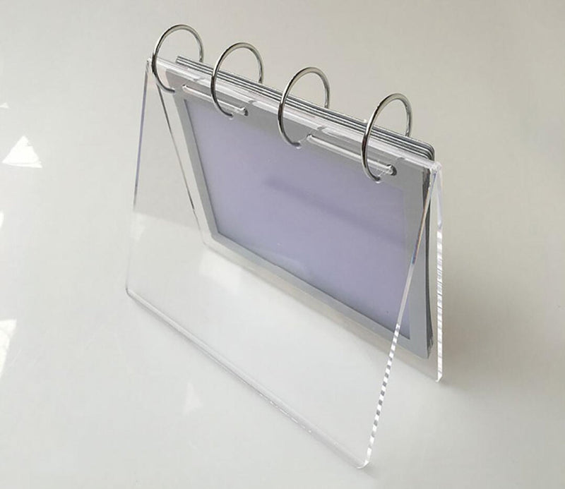 Clear Slant Back Acrylic Sign Holder, Standing Flip Album,Desktop Display Holder Horizontal Stand Menu Holders,PVC Photo clip 7 shows 14 Photos Desk Calendar Album("V"-4x6")