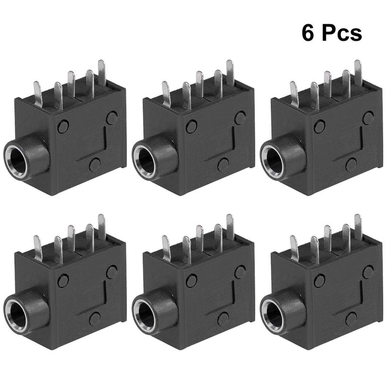 uxcell 6Pcs PCB Mount 3.5mm 5 Pin Socket Headphone Stereo Jack Audio Video Connector Black PJ325
