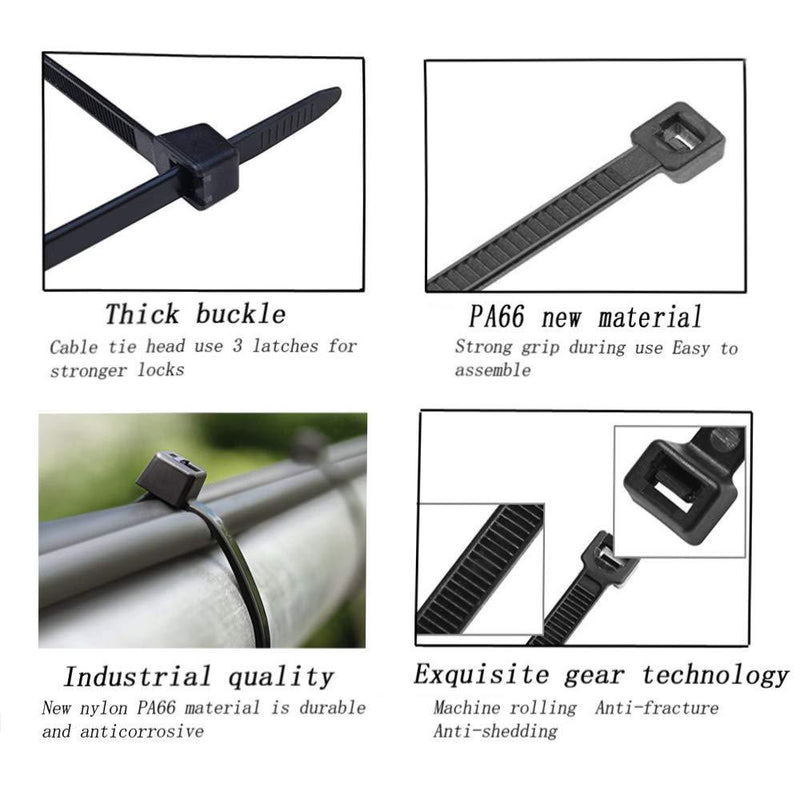 Heavy duty cable ties Cable ties Nylon zip ties 16 inch Zip ties100 per pack Environmentally friendly Industrial quality Uses 3 latches for stronger locks With 60 Pounds Tensile -Black 16" Black (100 Pack)