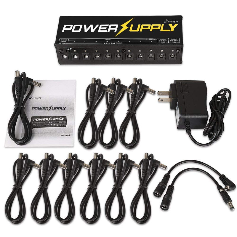 Donner DP-1 Guitar Power Supply 10 Isolated DC Output for 9V/12V/18V Effect Pedal