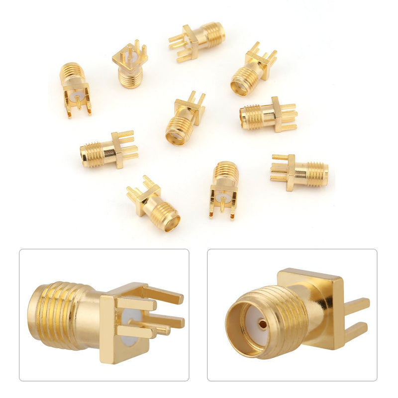 10 Pcs SMA Female Base Socket Jack PCB Mount Adapter 50 Ohm RF Connectors Brass