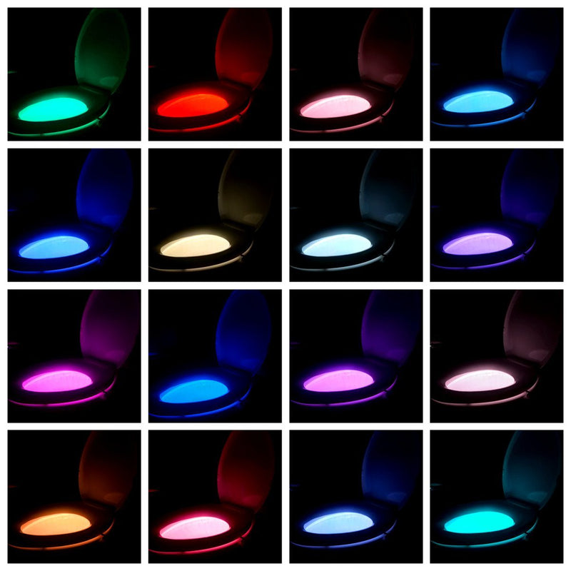 Rechargeable Toilet Bowl Night Light, 16-Color LED Motion Activated Sensor Nightlight, Cool Fun Gag Gadget for Husband Men Women Him Mother Father Day 1 Pack New