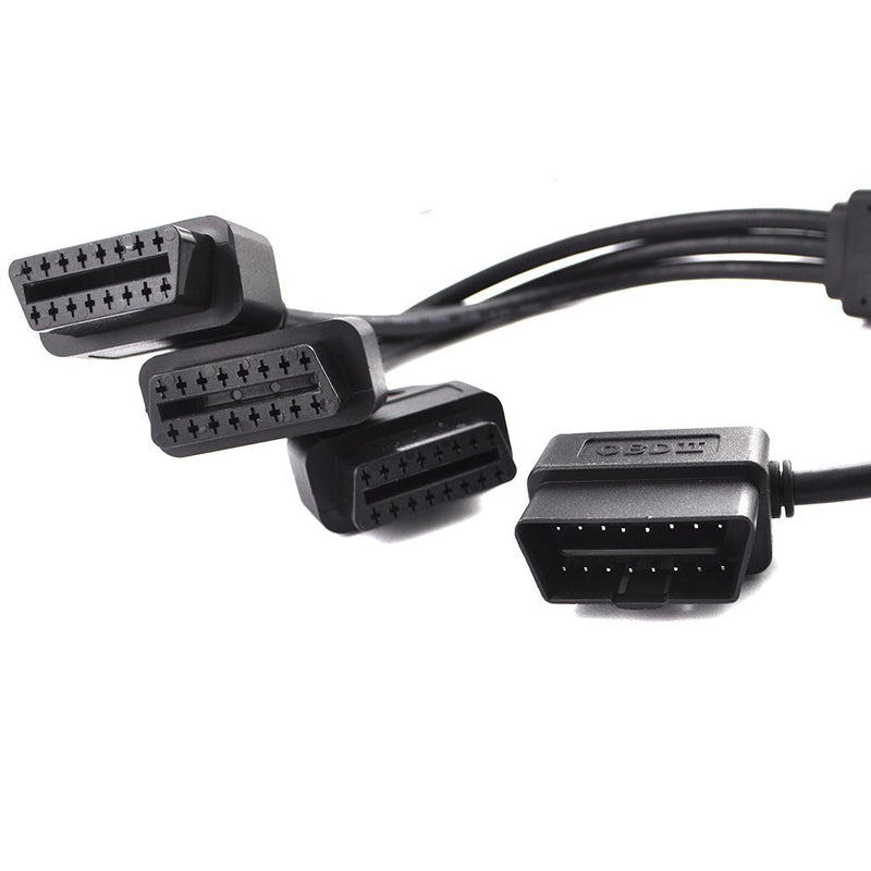 OLLGEN OBD2 Splitter Cable,OBD-II Extension Cable,1 Male to 3 Female Car Diagnostic Extender Cord Adapter,16 Pin Right Angle,1.6ft/50cm 1.64 Feet 50cm